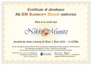 Nikki Munitz Attendance certificate ICRC-CEUs-DBR*L++ULESAD